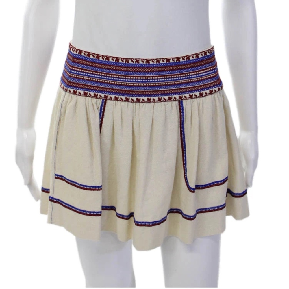 Isabel Marant Etoile Womens Embroidered Detail Zip Back Cream Skirt Size 38